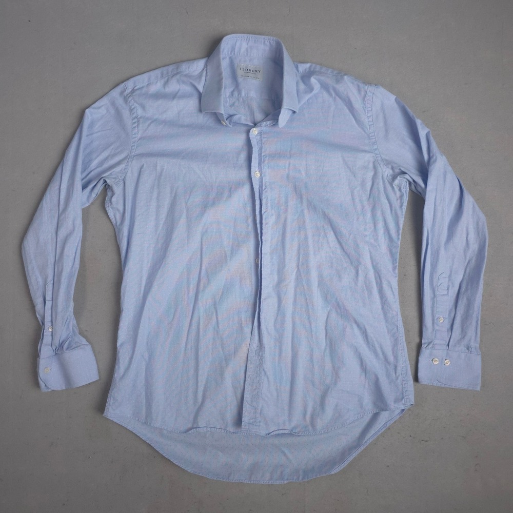 Ledbury Tailored Fit Light‎ Blue Pin Dot Dress Shirt Mens XL